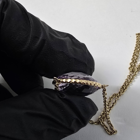 14K Gold Amethyst Solitaire Necklace – A Whisper of Elegance - Picture 8 of 10